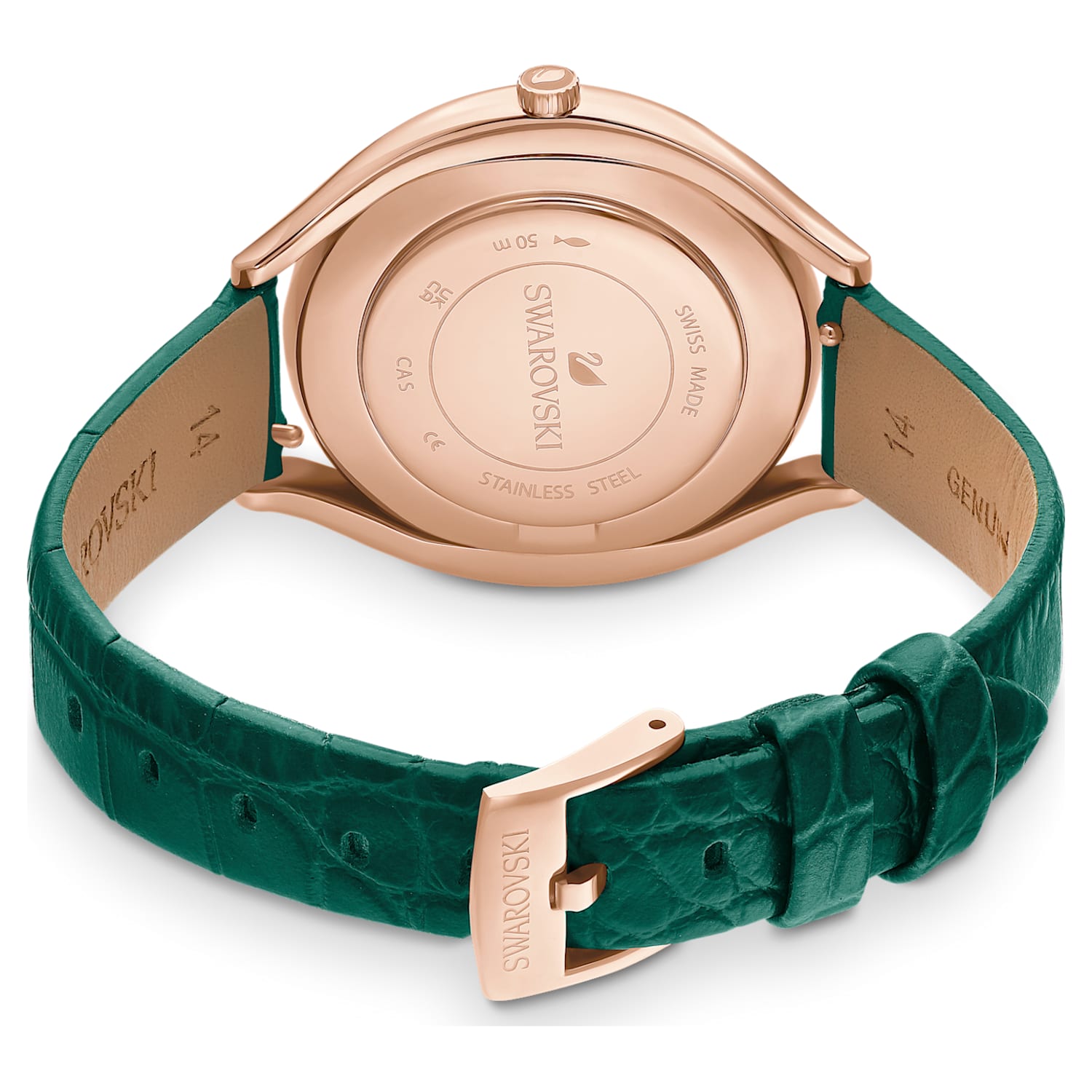 Swarovski Crystalline Aura Green Dial Green Leather Strap Watch for Women - 5644078 Watches Swarovski   