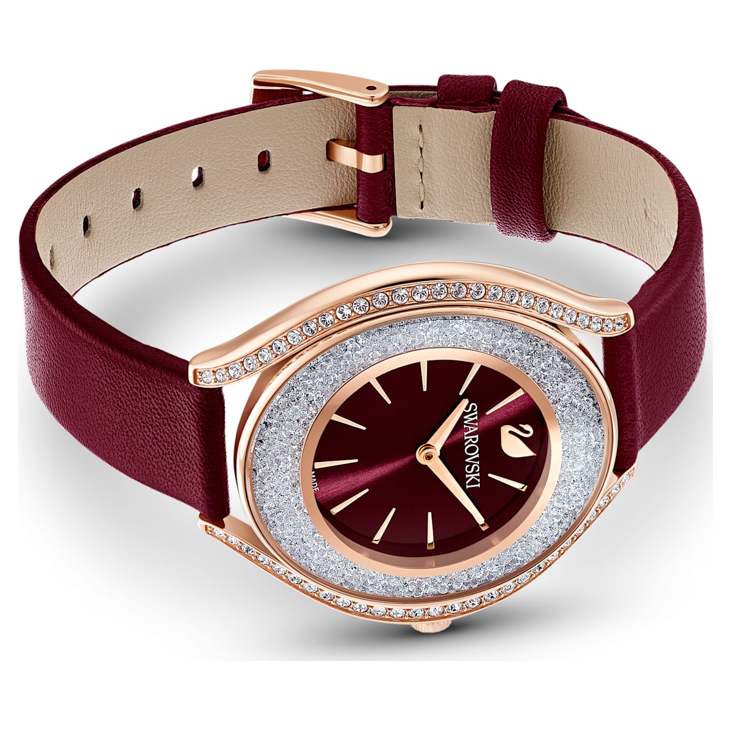 Swarovski Crystalline Aura Red Dial Red Leather Strap Watch for Women - 5558637 Watches Swarovski   