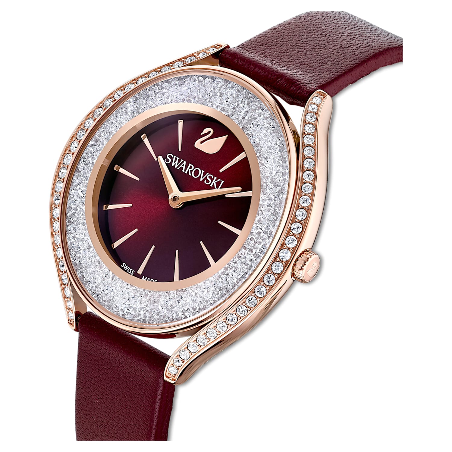 Swarovski Crystalline Aura Red Dial Red Leather Strap Watch for Women - 5558637 Watches Swarovski   