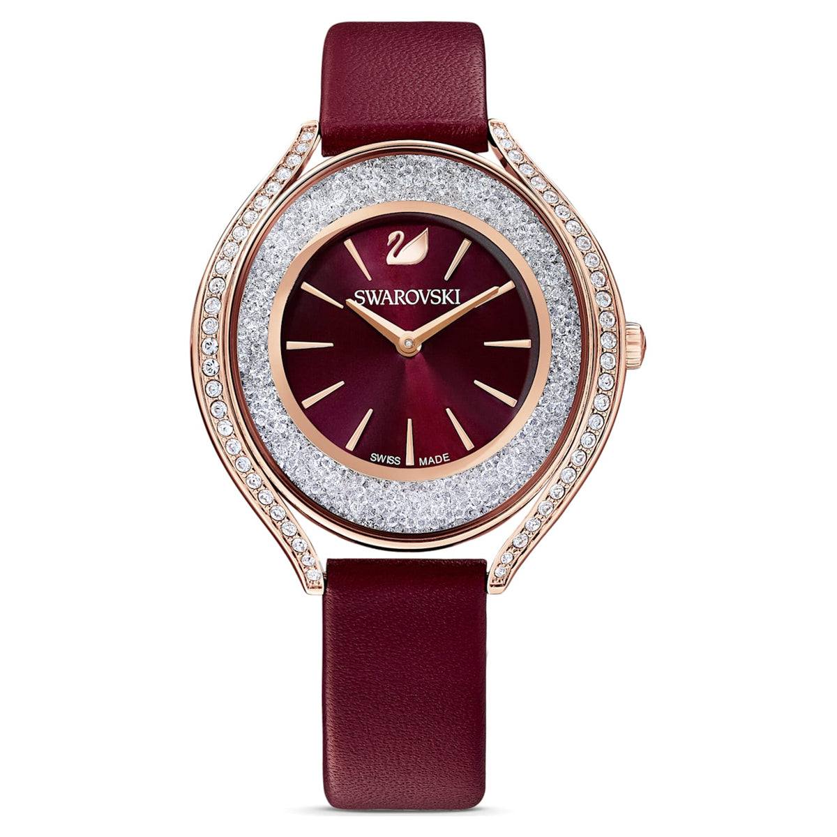 Swarovski Crystalline Aura Red Dial Red Leather Strap Watch for Women - 5558637 Watches Swarovski   