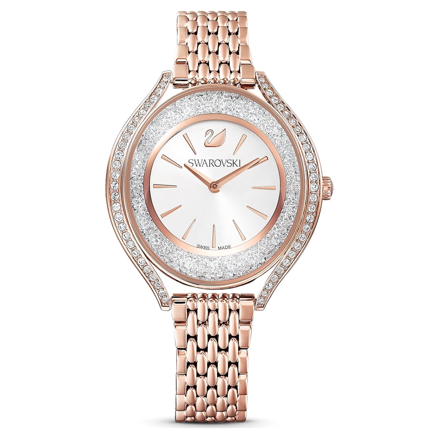 Swarovski Crystalline Aura Silver Dial Rose Gold Steel Strap Watch for Women - 5519459 Watches Swarovski   