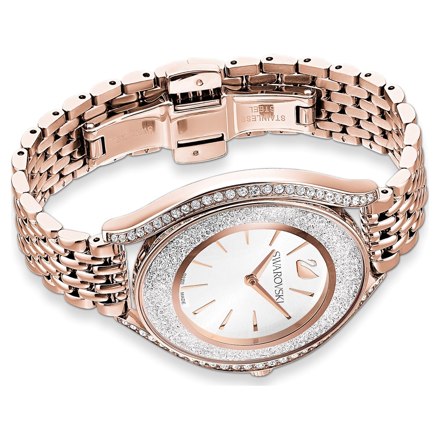 Swarovski Crystalline Aura Silver Dial Rose Gold Steel Strap Watch for Women - 5519459 Watches Swarovski   