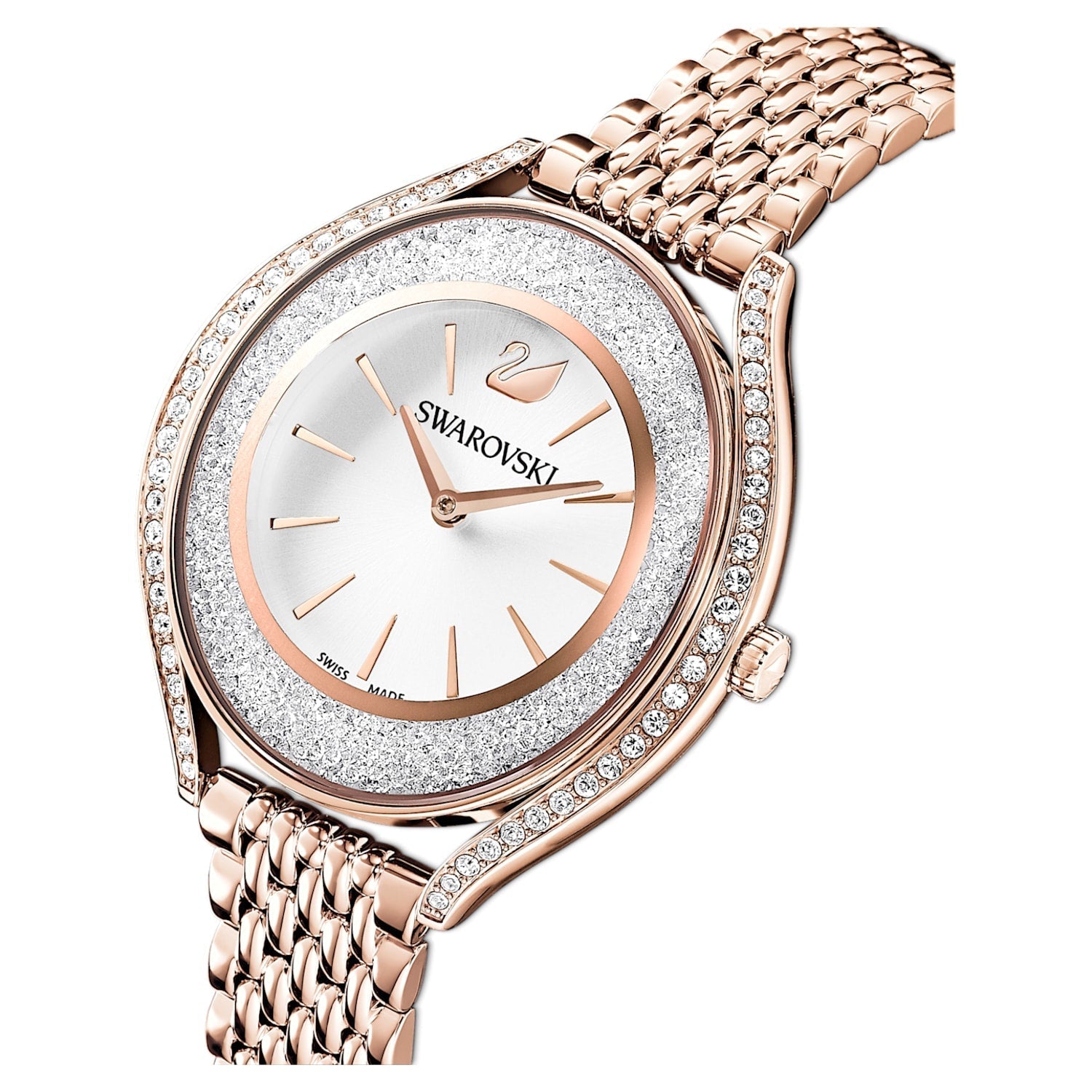 Swarovski Crystalline Aura Silver Dial Rose Gold Steel Strap Watch for Women - 5519459 Watches Swarovski   