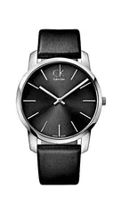 Calvin Klein City Black Dial Black Leather Strap Watch for Men - K2G21107 Watches Calvin Klein   