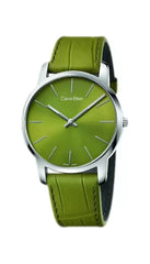 Calvin Klein City Green Dial Green Leather Strap Watch for Men - K2G211WL Watches Calvin Klein   