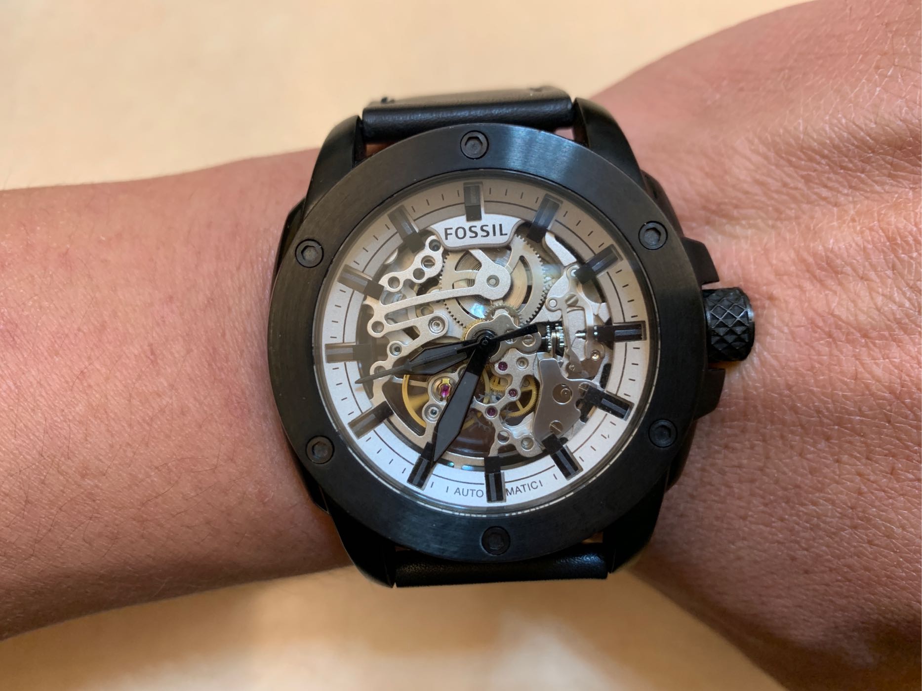 Fossil Modern Machine Automatic Skeleton Grey Dial Black Steel Strap Watch for Men - ME3134 Watches Fossil   