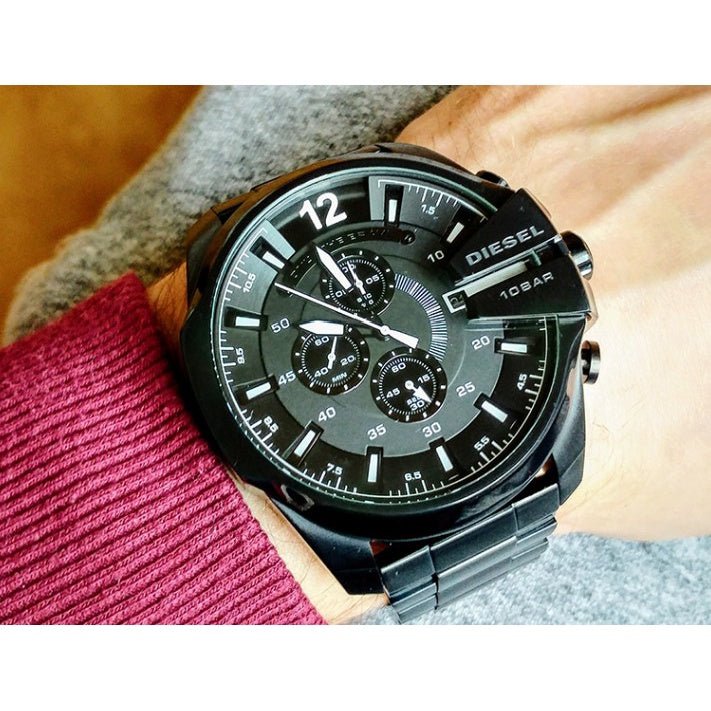 Diesel Mega Chief Chronograph Black Stainless Steel Watch For Men - DZ4283 Watches Diesel   