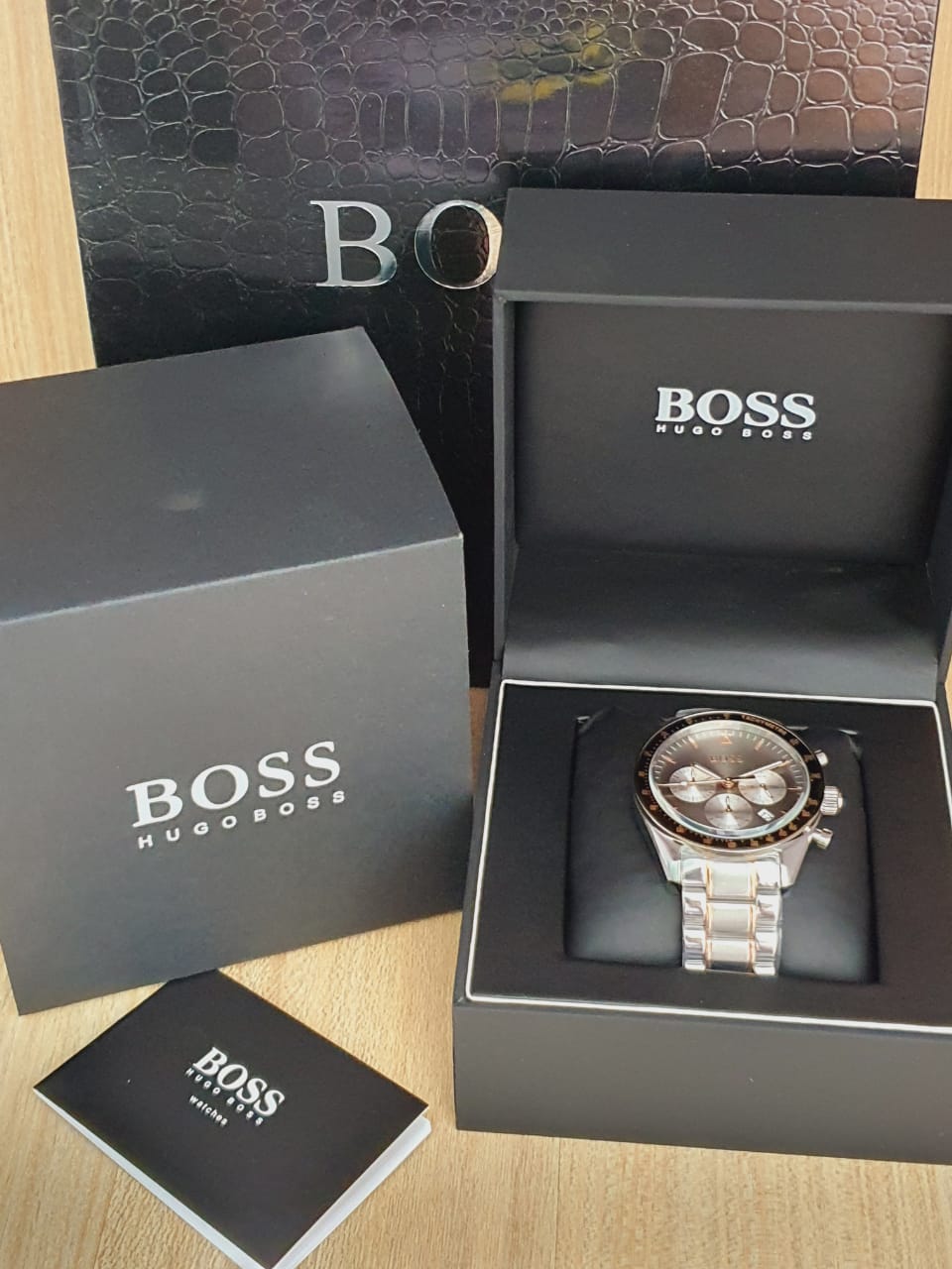 Hugo Boss Trophy Chronograph Grey Dial Silver Steel Strap Watch for Men - 1513634 Watches Hugo Boss   