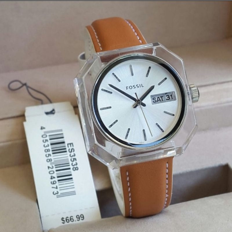 Fossil Candy White Dial Brown Leather Strap Watch for Women - ES3538 Watches Fossil   