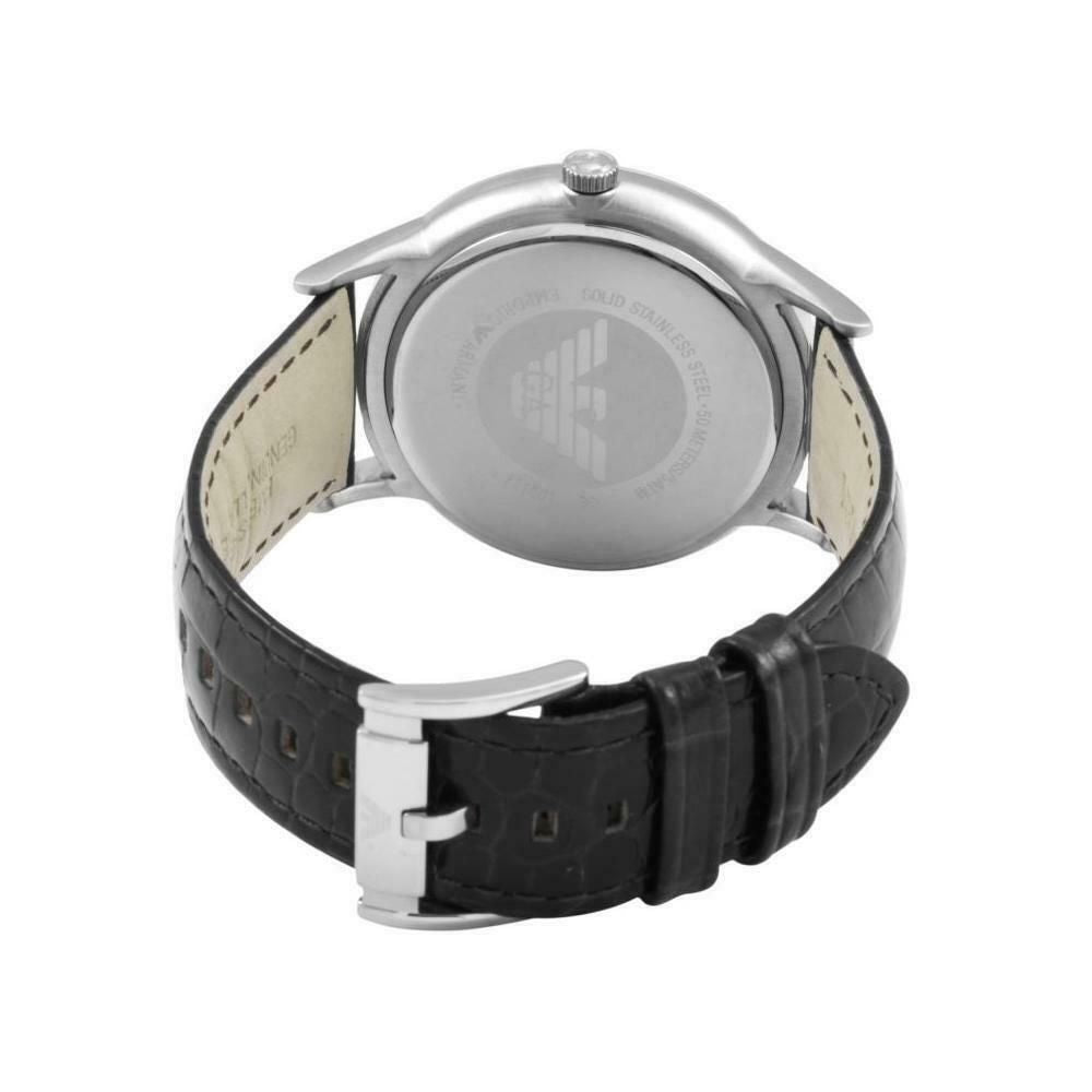 Emporio Armani Renato Black Dial Leather Strap Watch For Men - AR2411 Watches Emporio Armani   