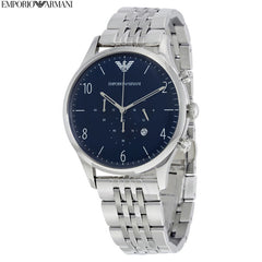 Emporio Armani Chronograph Blue Dial Silver Stainless Steel Watch For Men - AR1942 Watches Emporio Armani   