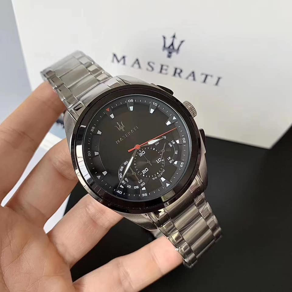 Maserati Traguardo Analog Black Dial Stainless Steel Watch For Men - R8873612015 Watches Maserati   