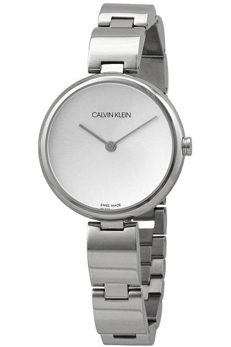 Calvin Klein Wavy Silver Dial Silver Steel Strap Watch for Women - K9U23146 Watches Calvin Klein   