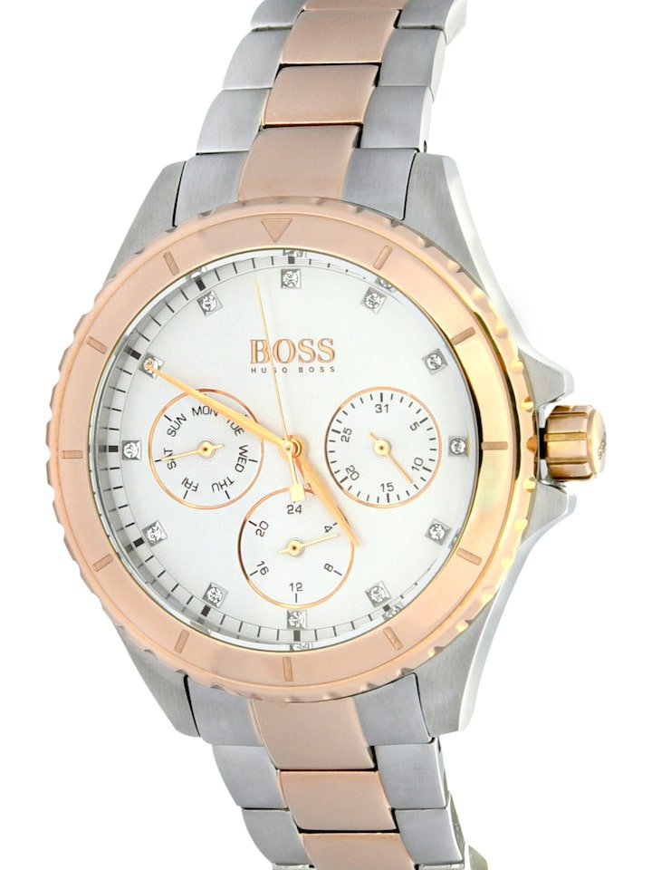 Hugo Boss Hera Chronograph Silver Dial Two Tone Steel Strap Watch for Women -1502446 Watches Hugo Boss   