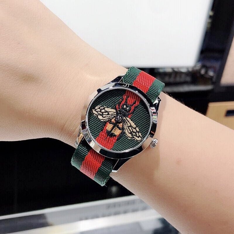 Gucci Le Marche des Merveilles Red & Green Dial Red & Green Nylon Strap Unisex Watch - YA1264060 Watches Gucci   