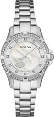 Bulova Crystal Silver Dial Silver Steel Strap Watch for Women - 96L226 Watches Bulova   