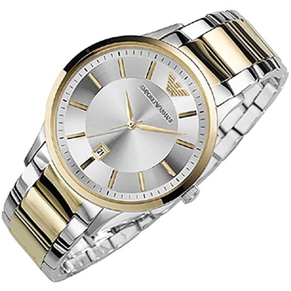 Emporio Armani Renato Silver Dial Two Tone Stainless Steel Watch For Men - AR2449 Watches Emporio Armani   