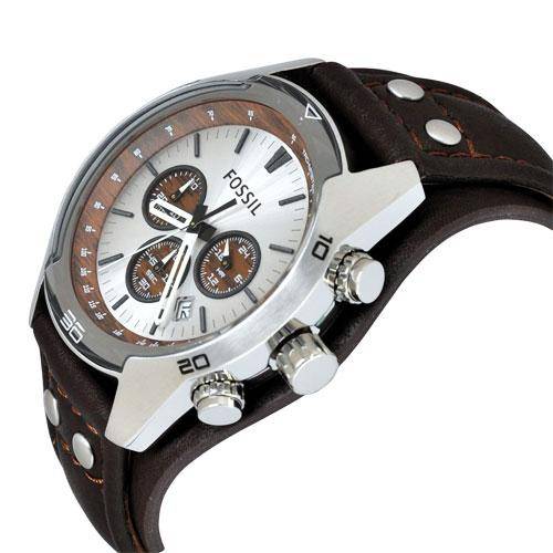 Fossil Coachman Chronograph Silver Dial Brown Leather Strap Watch for Men - CH2565 Watches Fossil   