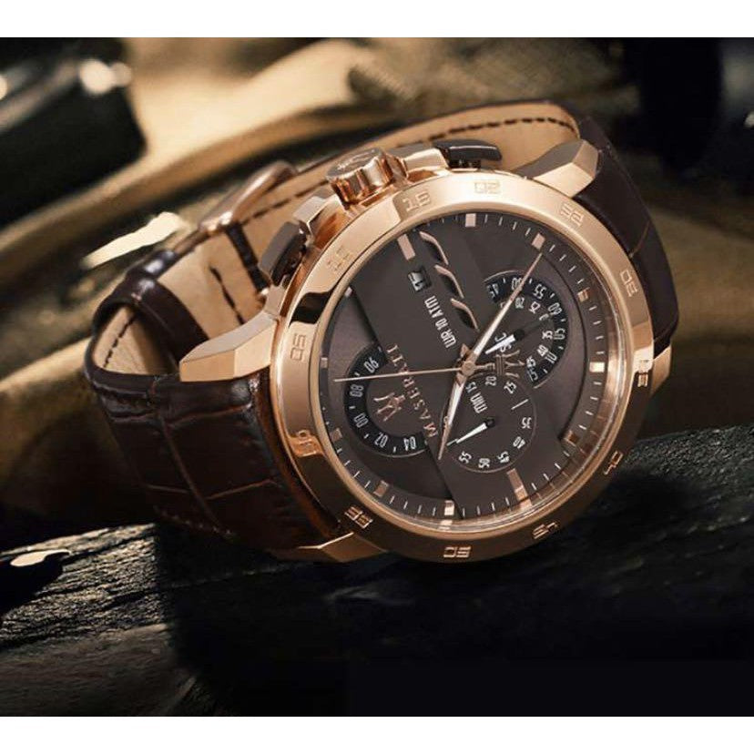 Maserati Ingegno Chronograph Brown Dial Leather Strap Watch For Men - R8871619001 Watches Maserati   