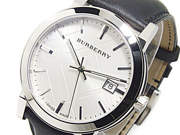 Burberry The City White Dial Black Leather Strap Watch for Men - BU9008 Watches Burberry   