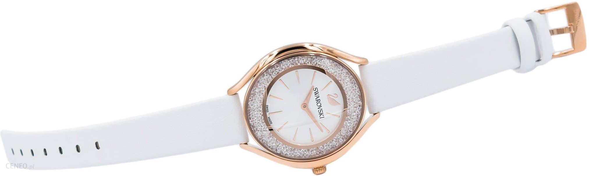 Swarovski Crystalline Aura Silver Dial White Leather Strap Watch for Women - 5519453 Watches Swarovski   