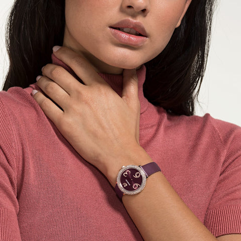 Swarovski Crystal Frost Red Dial Red Leather Strap Watch for Women - 5484064 Watches Swarovski   