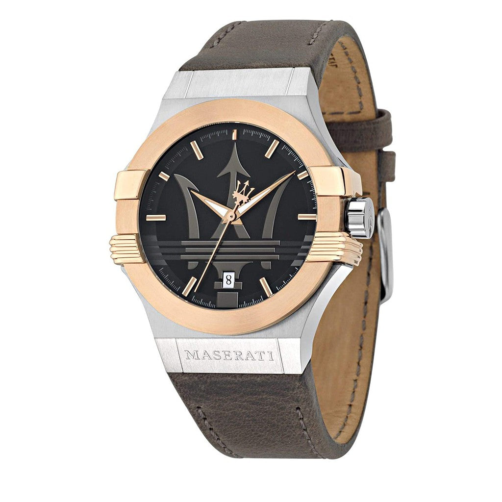 Maserati Potenza Black Dial Brown Leather Strap Watch For Men - R8851108014 Watches Maserati   