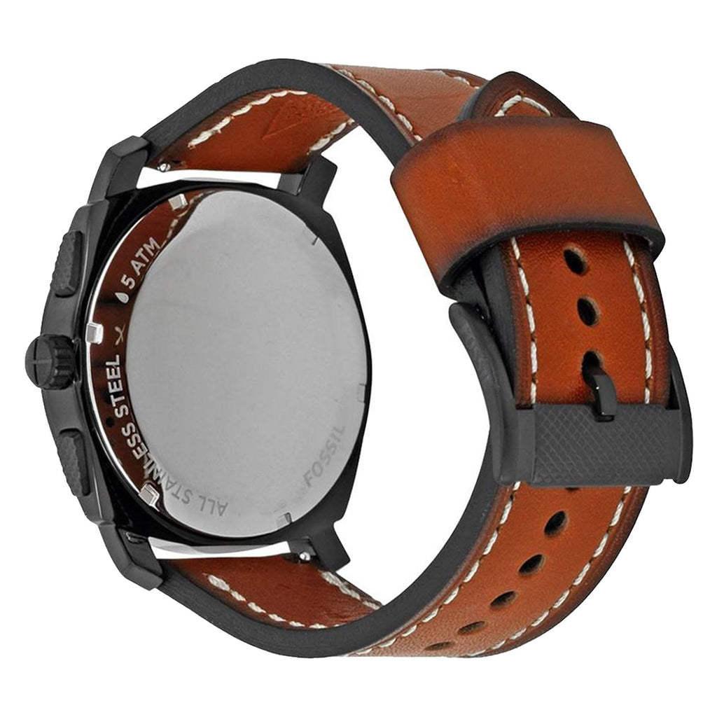 Fossil Machine Chronograph Black Dial Brown Leather Strap Watch for Men - FS5234 Watches Fossil   