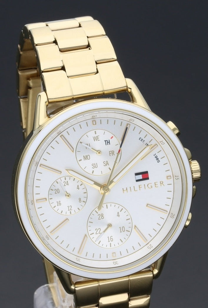 Tommy Hilfiger Carly White Dial Gold Stainless Steel Strap Watch for Women - 1781786 Watches Tommy Hilfiger   