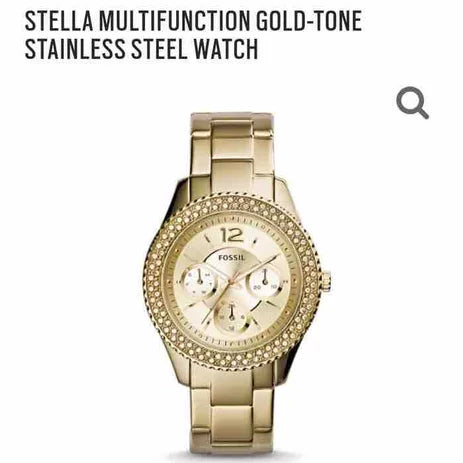 Fossil Stella Multifunction Gold Dial Gold Steel Strap Watch for Women - ES3589 Watches Fossil   