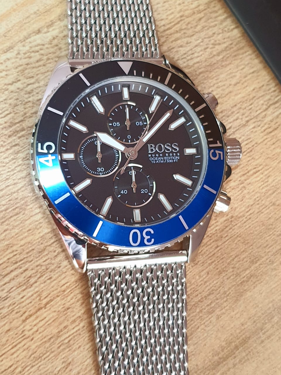 Hugo Boss Ocean Edition Black Dial Silver Mesh Strap Watch for Men - 1513742 Watches Hugo Boss   