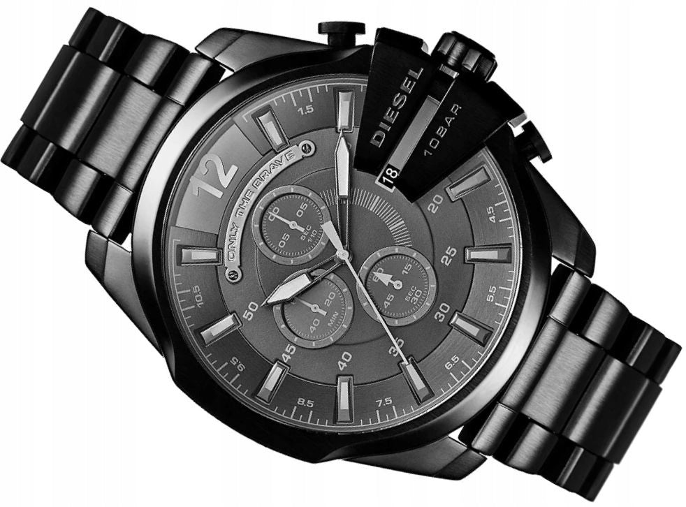 Diesel Mega Chief Chronograph Black Dial Black Stainless Steel Watch For Men - DZ4355 Watches Diesel   