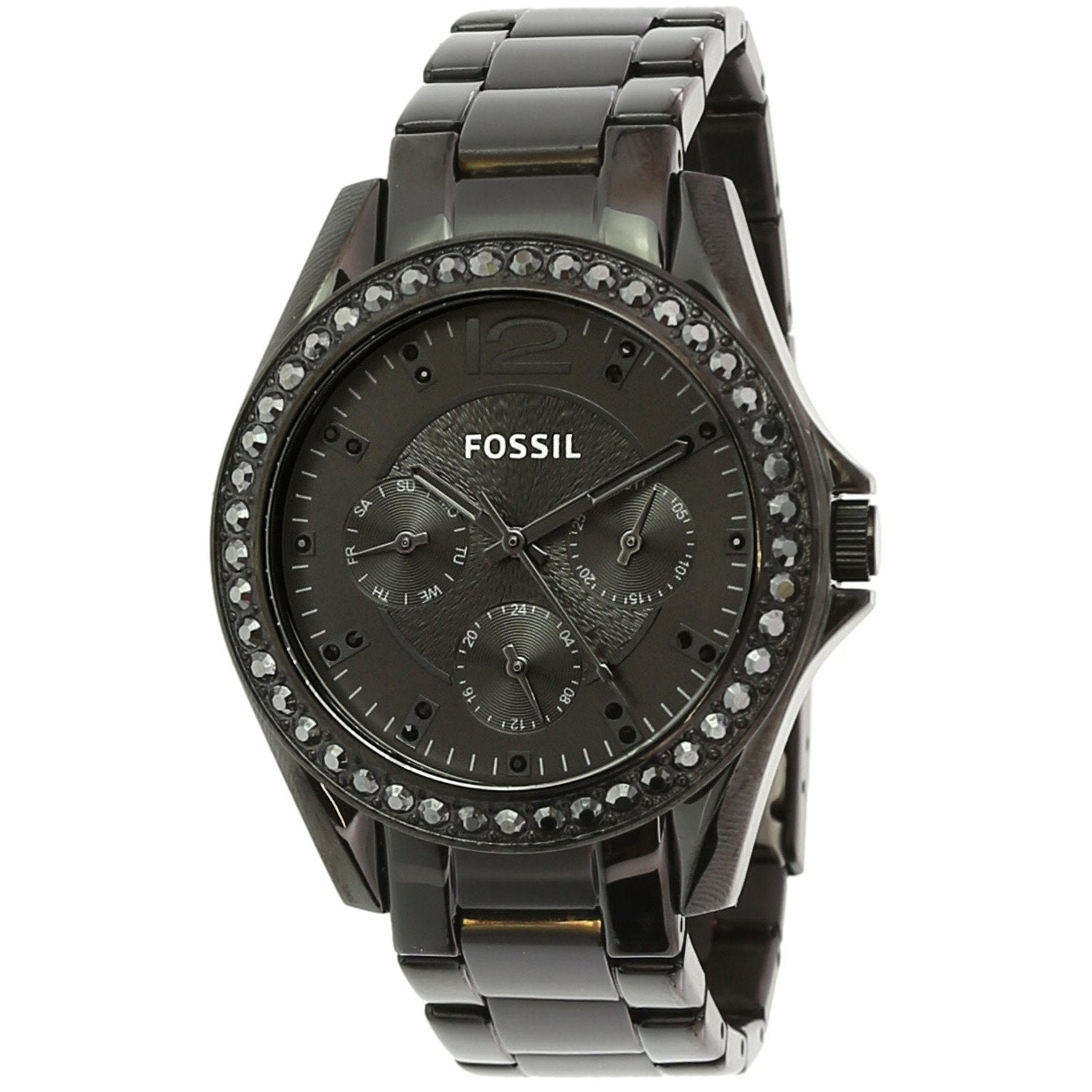 Fossil Riley Multifunction Black Dial Black Steel Strap Watch for Women - ES4519 Watches Fossil   