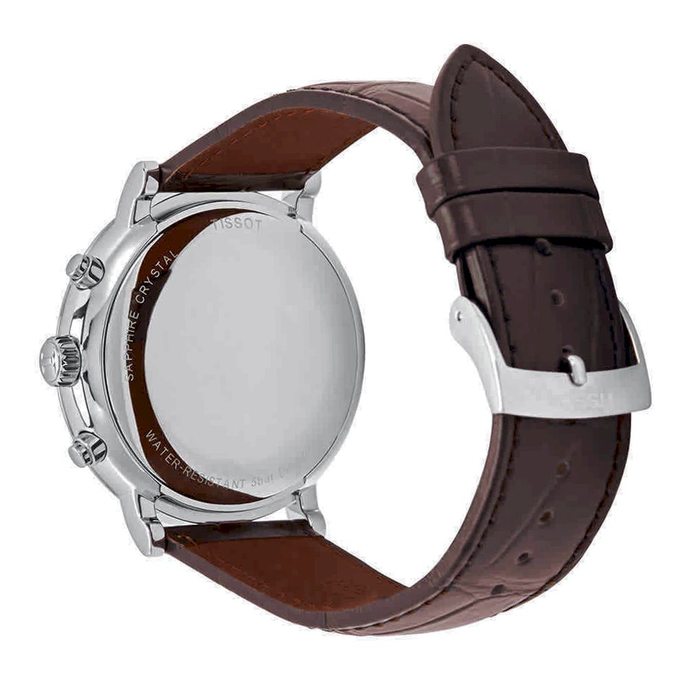 Tissot Carson Premium Chronograph White Dial Brown Leather Strap Watch For Men - T122.417.16.011.00 Watches Tissot   