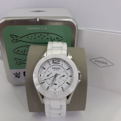 Fossil Ceramic White Dial White Steel Strap Watch for Women - CE1002 Watches Fossil   