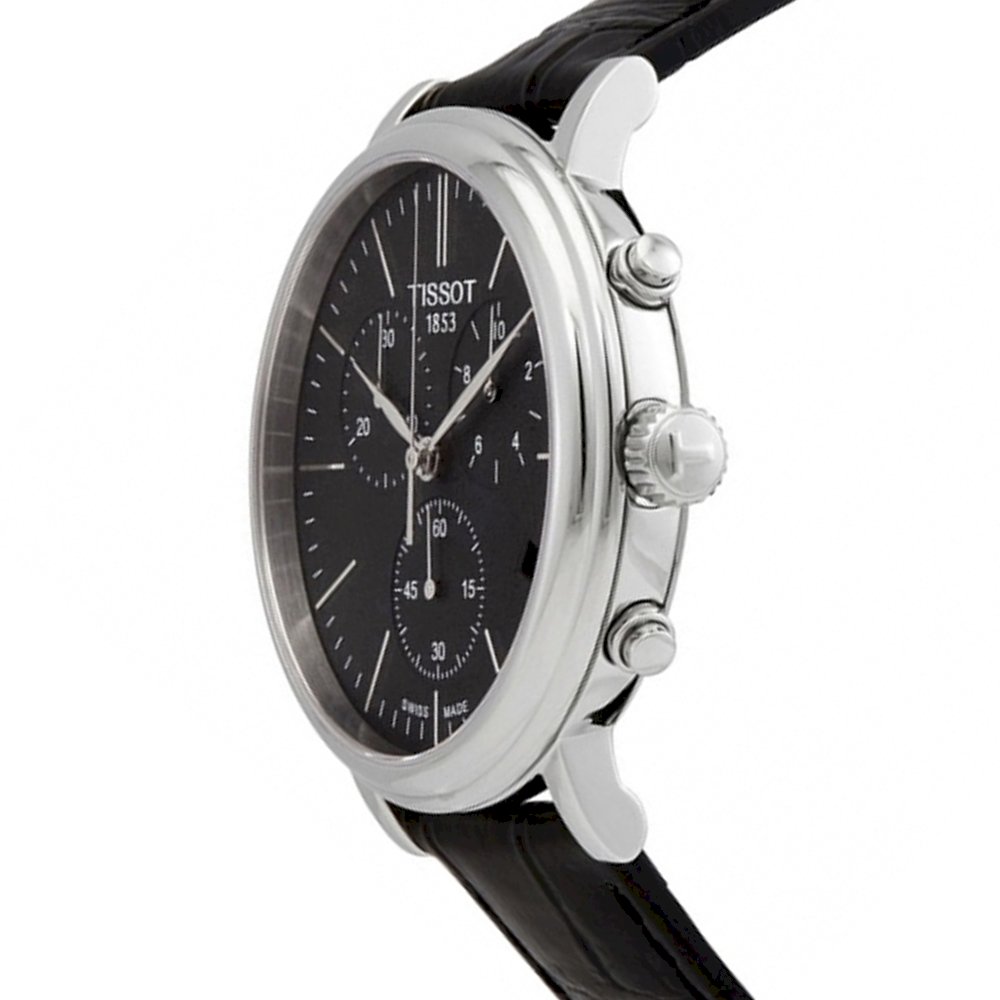 Tissot Carson Premium Chronograph Black Dial Black Leather Strap Watch For Women - T122.417.16.051.00 Watches Tissot   