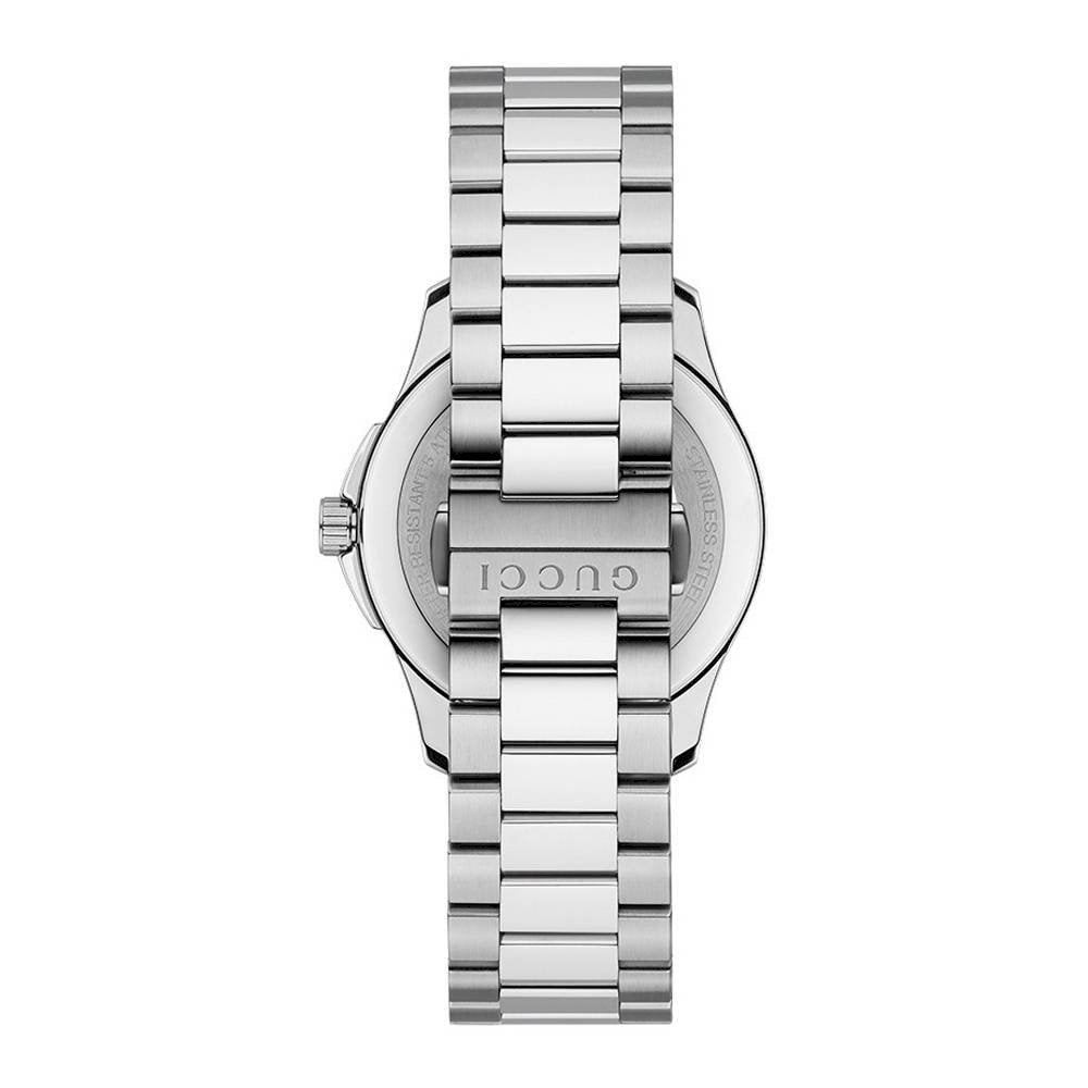 Gucci G Timeless Diamonds Black Dial Silver Steel Strap Watch For Men - YA126456 Watches Gucci   