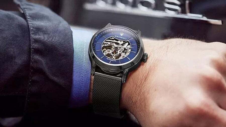 Maserati Epoca Automatic Skeleton Blue Dial Mesh Bracelet Watch For Men - R8823118002 Watches Maserati   