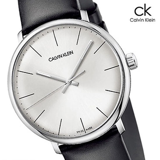 Calvin Klein High Noon Quartz White Dial Black Leather Strap Watch for Men - K8M211C6 Watches Calvin Klein   