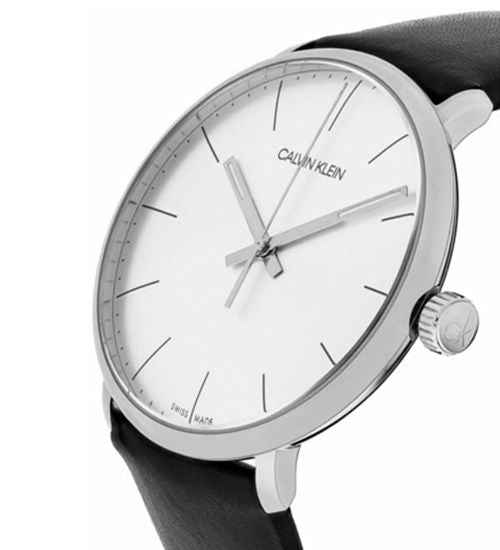 Calvin Klein High Noon Quartz White Dial Black Leather Strap Watch for Men - K8M211C6 Watches Calvin Klein   