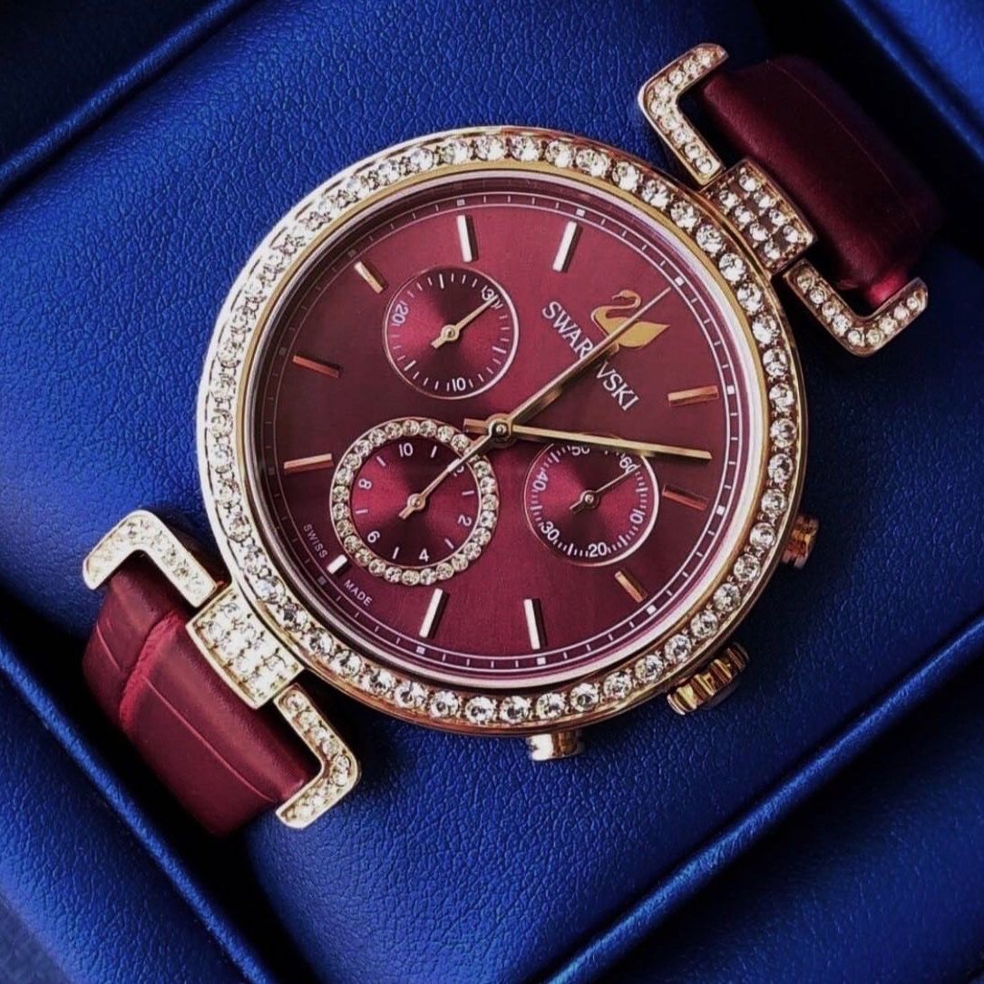 Swarovski Era Journey Red Dial Red Leather Strap Watch for Women - 5416701 Watches Swarovski   