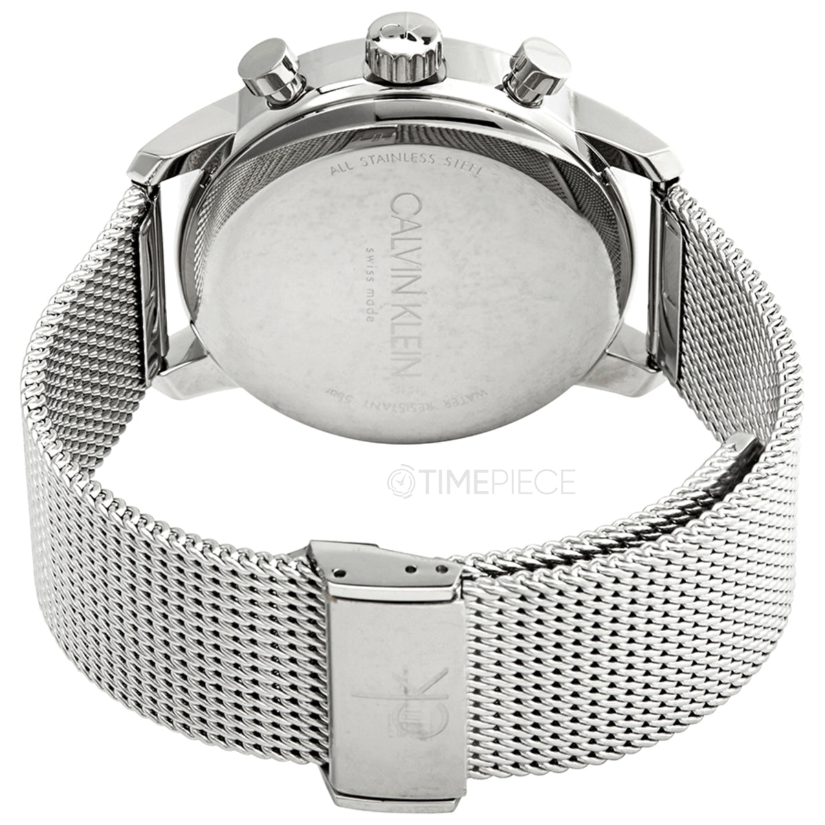 Calvin Klein City Chronograph White Dial Silver Mesh Bracelet Watch for Men - K2G27126 Watches Calvin Klein   