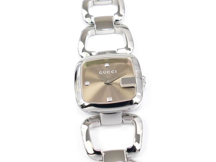 Gucci G Gucci Brown Dial Silver Steel Strap Watch For Women - YA125503 Watches Gucci   