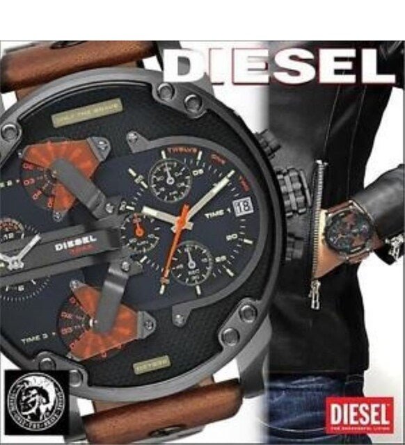 Diesel Mr Daddy 2.0 Black Dial Brown Leather Strap Watch For Men - DZ7332 Watches Diesel   
