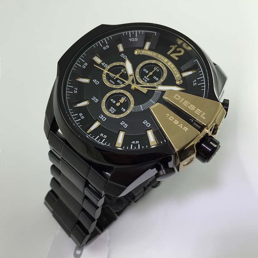 Diesel Mega Chief Chronograph Black Dial Black Stainless Steel Watch For Men - DZ4338 Watches Diesel   