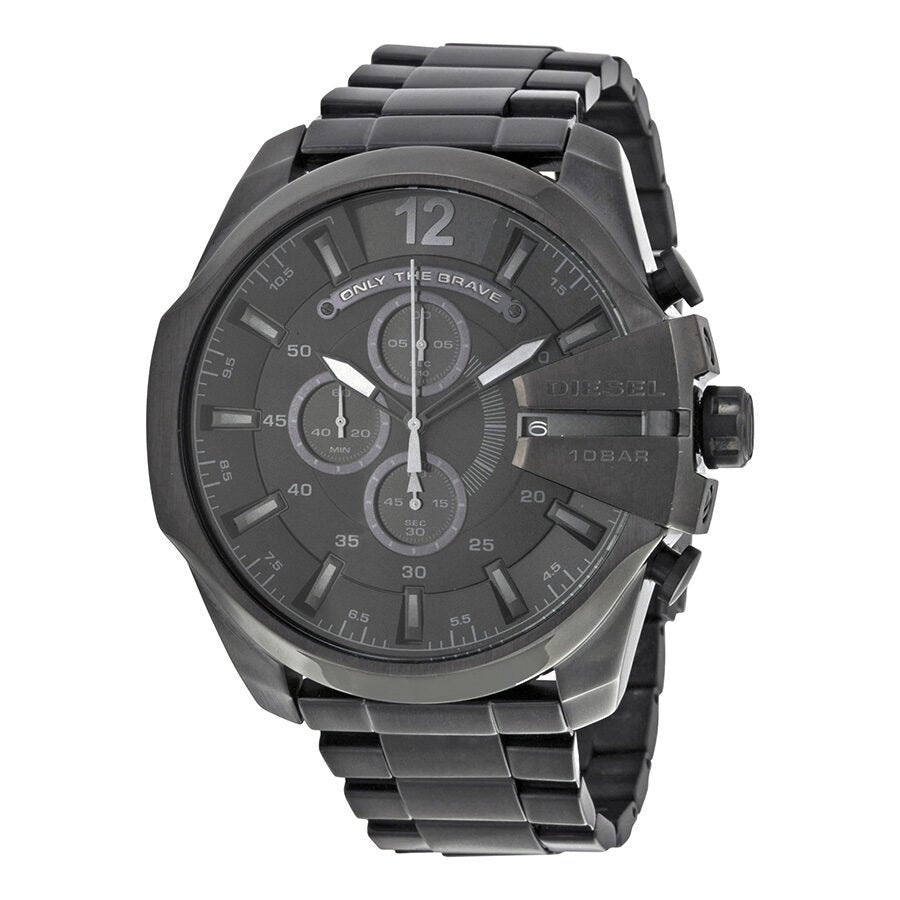 Diesel Mega Chief Chronograph Black Dial Black Stainless Steel Watch For Men - DZ4355 Watches Diesel   