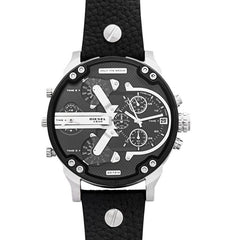 Diesel Mr Daddy Black Dial Black Leather Strap Watch For Men - DZ7313 Watches Diesel   