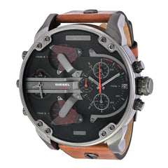 Diesel Mr Daddy 2.0 Black Dial Brown Leather Strap Watch For Men - DZ7332 Watches Diesel   
