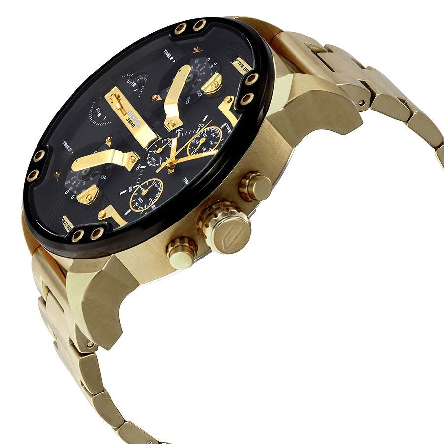 Diesel Mr Daddy 2.0 Black Dial Gold Stainless Steel Watch For Men - DZ7333 Watches Diesel   
