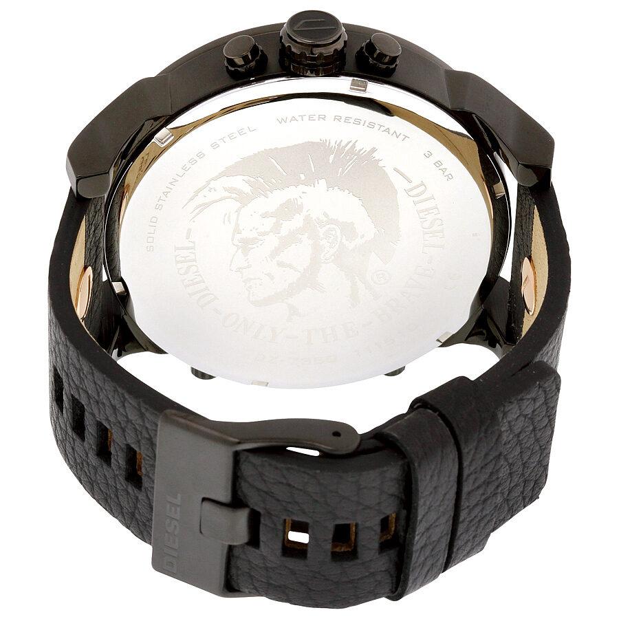 Diesel Mr Daddy 2.0 Black Dial Black Leather Strap Watch For Men - DZ7350 Watches Diesel   